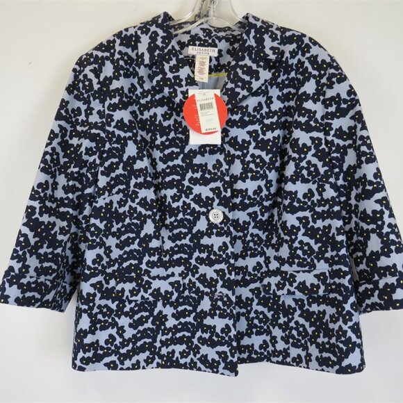 Elisabeth Petite NWT Sky Blue/Navy Floral AMERICAN GETAWAY Jacket, Size 20P - Picture 5 of 7